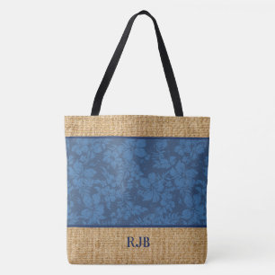 Hibiskus Pareau hawaiische Monogramm-Strand-Tasche