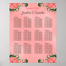 Hibiskus Pink DIY 12 Tische Hochzeitstabelle Poster