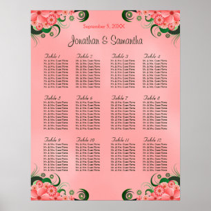 Hibiskus Pink DIY 12 Tische Hochzeitstabelle Poster