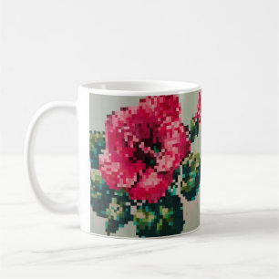 Hibiskus Pixel Art Blumenpastel und Farbtöne Kaffeetasse