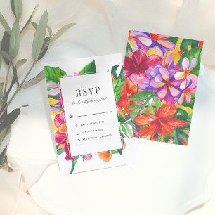 Hibiskus, Plumeria- und Palmwedding-RSVP modern Einladung