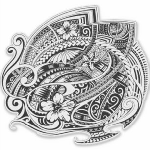 HIBISKUS POLYNESIAN TRIBAL Blank Aufkleber