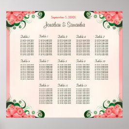 Hibiskus Rosa 13 Hochzeitstabellen Sitzkarten Poster
