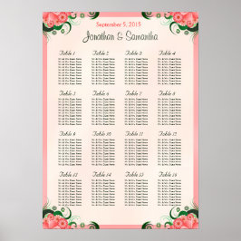 Hibiskus Rosa 16 Hochzeitstabellen Sitzkarten Poster