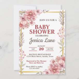 Hibiskus-Rosa-Blumen-Mädchen-Baby-Shower-Einladung Einladung