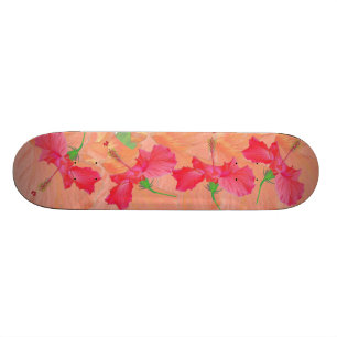 "Hibiskus", rot & orange SKATEBOARD DECK
