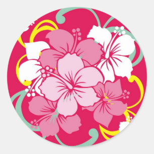 Hibiskus Runder Aufkleber