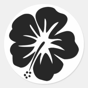 Hibiskus-Schablone Runder Aufkleber
