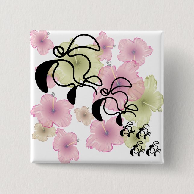 Hibiskus-Schildkröte-Familie Button (Vorderseite)