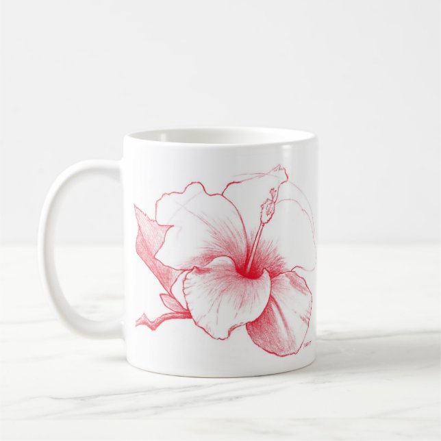 Hibiskus-Skizze-Tasse Tasse (Links)