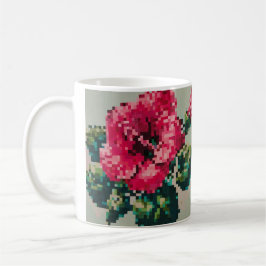 Hibiskus Soft Pastell Floral Pixel Art Kaffeetasse