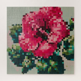 Hibiskus Soft Pastell Floral Pixel Art Puzzle