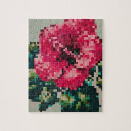 Hibiskus Soft Pastell Floral Pixel Art Puzzle