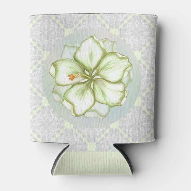 Hibiskus & Spitzen WHITE Dosenkühler (Vorderseite)