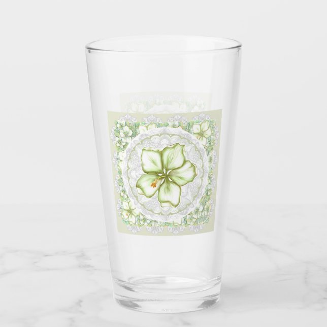 Hibiskus & Spitzen WHITE Glas (Vorderseite)