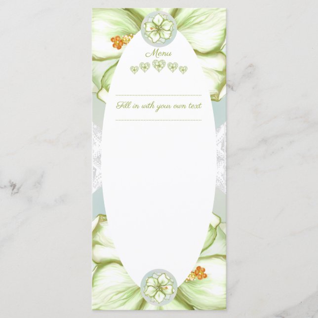 Hibiskus & Spitzen WHITE Menükarte (Vorderseite)