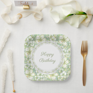 Hibiskus & Spitzen WHITE Pappteller