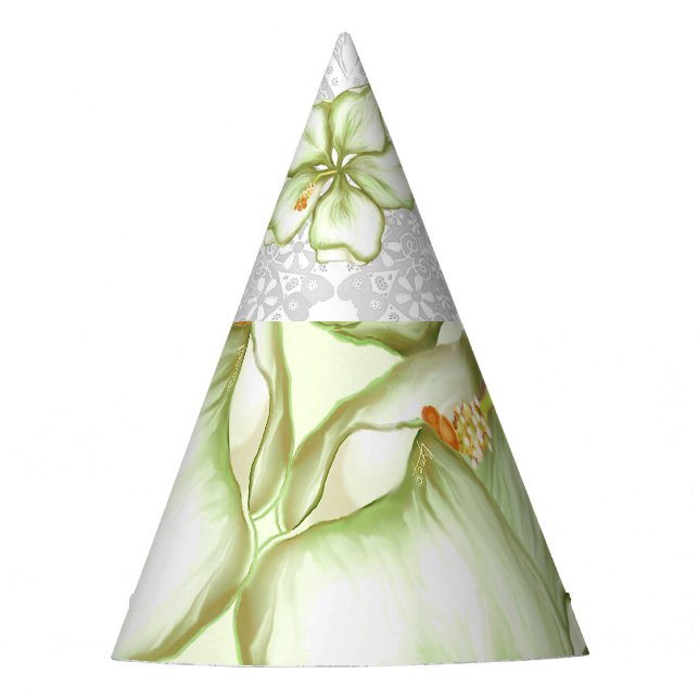Hibiskus & Spitzen WHITE Partyhütchen (Vorderseite)