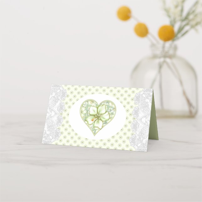 Hibiskus & Spitzen WHITE Platzkarte (Rückseite)