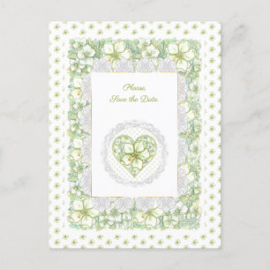 Hibiskus & Spitzen WHITE Postkarte