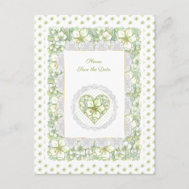 Hibiskus & Spitzen WHITE Postkarte (Vorderseite)