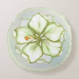 Hibiskus & Spitzen WHITE Rundes Kissen