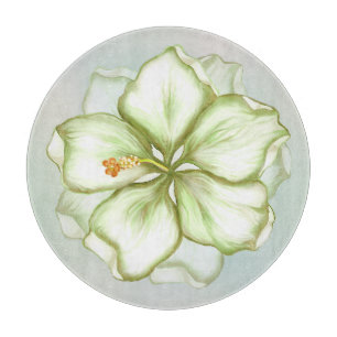 Hibiskus & Spitzen WHITE Schneidebrett