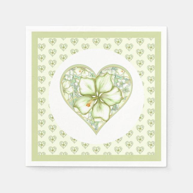 Hibiskus & Spitzen WHITE Serviette (Vorderseite)