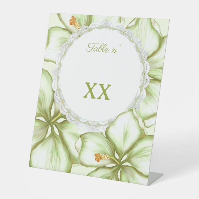 Hibiskus & Spitzen WHITE Sockelschild (Vorderseite)