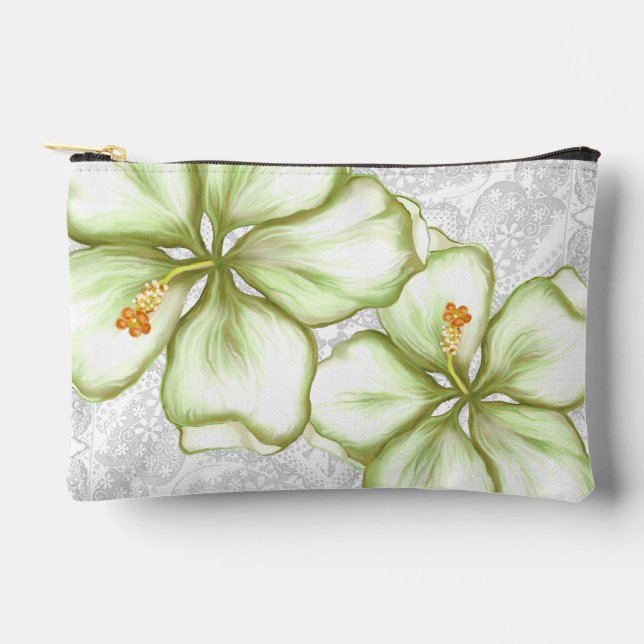 Hibiskus & Spitzen WHITE Zubehörtasche (Vorderseite)