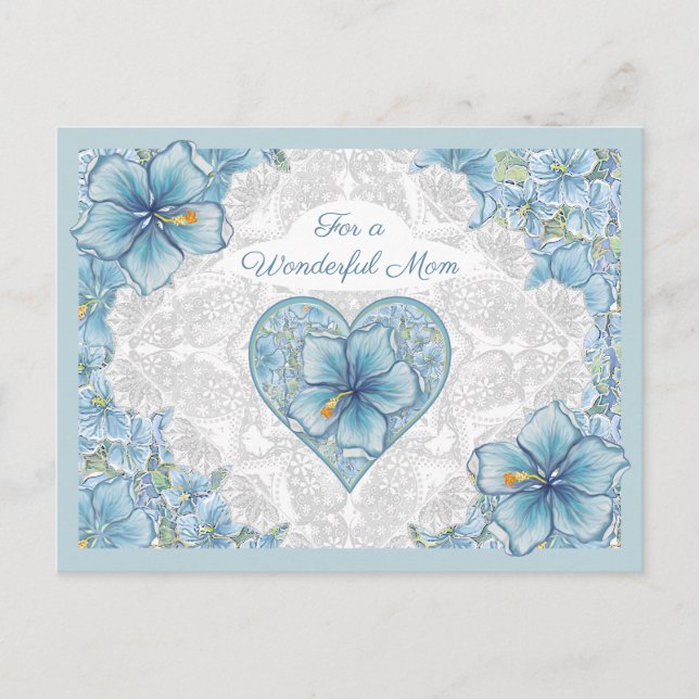 Hibiskus & Spitzenschuppen Feiertagspostkarte (Vorderseite)