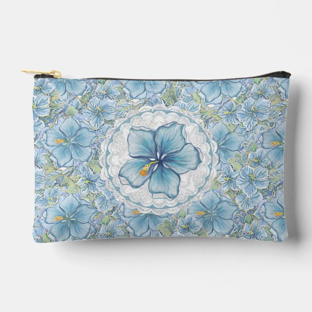 Hibiskus & Spitzenschuppen Zubehörtasche (Vorderseite)