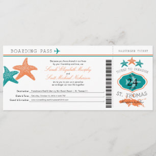 Hibiskus St. Thomas Boarding Pass Hochzeit Einladung