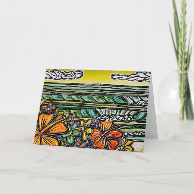 Hibiskus Surf Grußkarte Karte (Vorderseite)