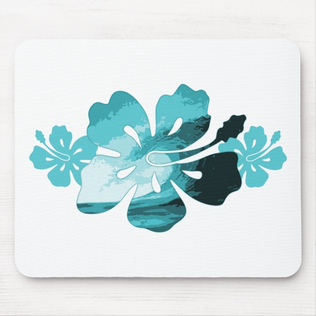 Hibiskus-Surf-Stil Mousepad (Vorne)