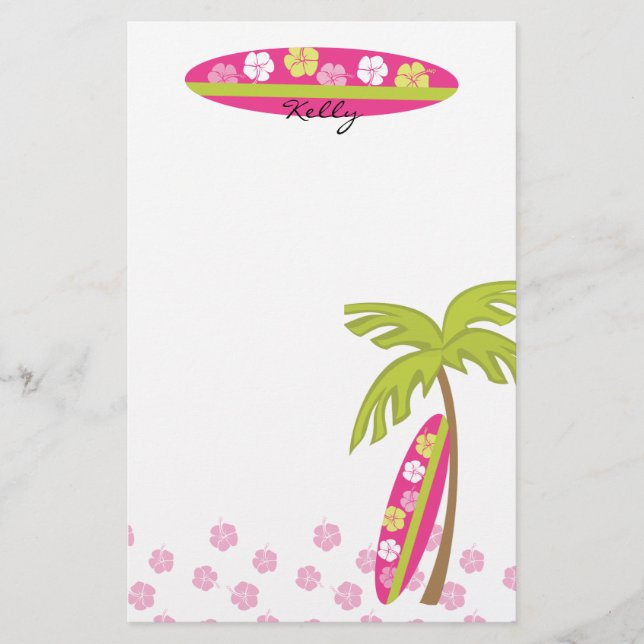 Hibiskus Surfboard Briefpapier (Vorderseite)