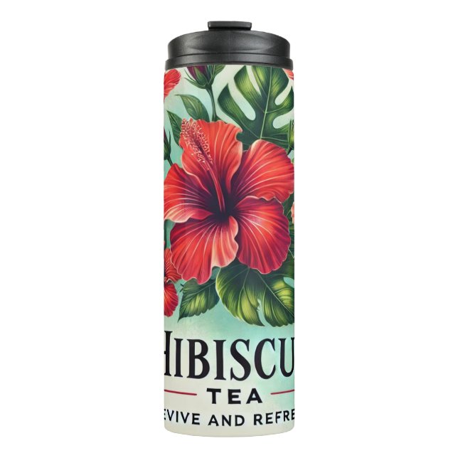 Hibiskus Tee Design AI Art Thermosbecher (Vorderseite)