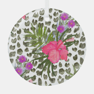Hibiskus Tier: Aquarellfarben Nahtloses Muster. Ornament Aus Glas