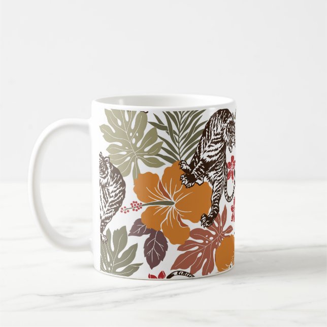 Hibiskus Tiger, exotisches Muster. Kaffeetasse (Links)