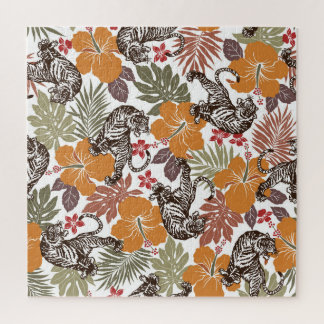 Hibiskus Tiger, exotisches Muster. Puzzle