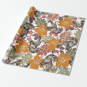 Hibiskus-Tigermuster Geschenkpapier