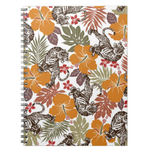 Hibiskus-Tigermuster Notizblock