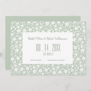 Hibiskus Tropical Pale Green Wedding Save The Date