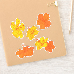Hibiskus Tropische Blume in Gelb und Orange Aufkleber