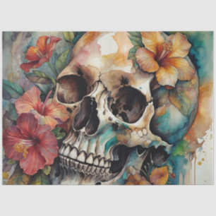 Hibiskus tropischer Goth-Skull-Dekoute Seidenpapier