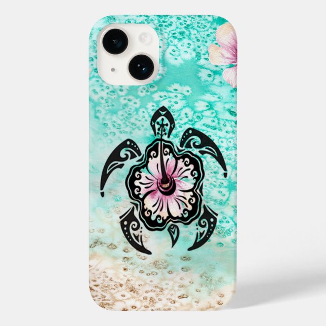 Hibiskus Turtle Case-Mate iPhone Hülle (Rückseite)