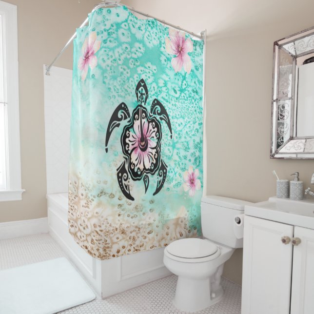 Hibiskus Turtle Duschvorhang (Beispiel)