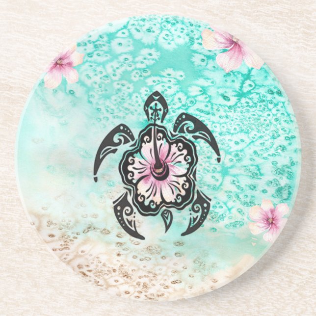 Hibiskus Turtle Getränkeuntersetzer (Vorne)