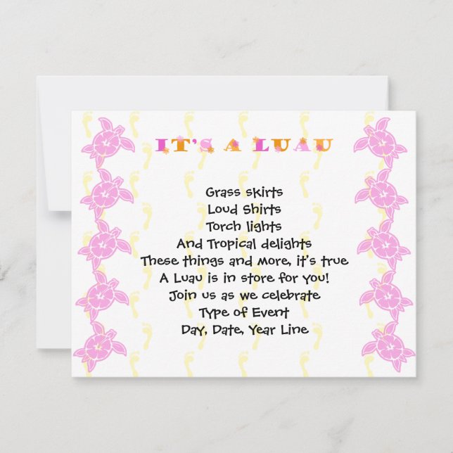Hibiskus Turtle Luau Party Einladung (Vorderseite)