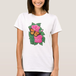 Hibiskus u. Schmetterling T-Shirt